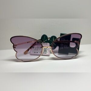 Butterfly Oversized Sunglasses Gold Frame Purple Tint NWT